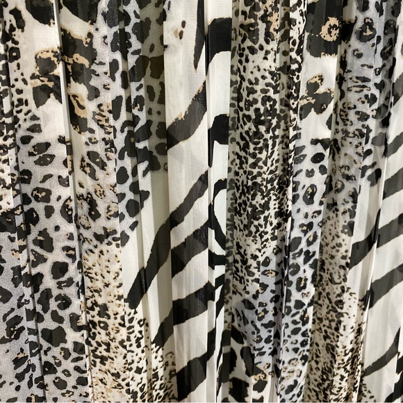 Joie Maxi Skirt Animal Print Pleated Full Lined Elastic Waist Women’s Size Large - Picture 3 of 8
